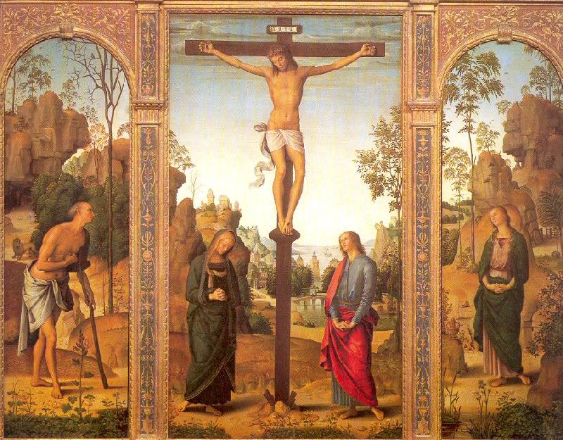 PERUGINO, Pietro The Crucifixion with the Virgin and Saints oil painting image